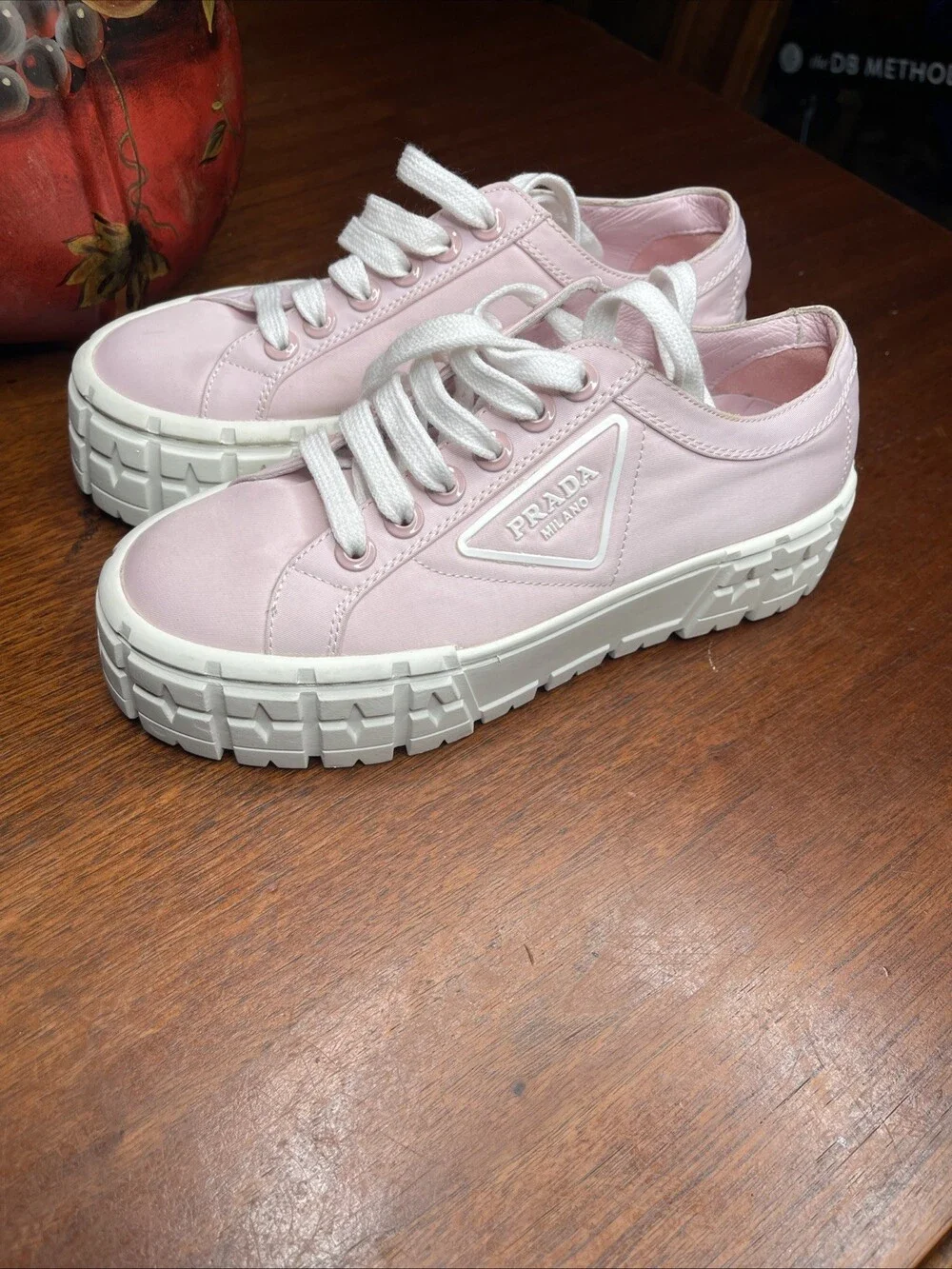 Prada Double Wheel Gabardine Nylon Sneakers Pink SIZE 36 (SKU: 230) 133314047